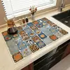Estilo Americano Encimera de Cocina Alfombrilla Absorbente de Cuero Alfombrilla Drenante para Fregadero Baño Dibujos Animados Protección de Encimera para Grifo
