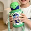 Copo Térmico Infantil de Aço Inoxidável 316 de Alta Qualidade, Grande Capacidade, Copo Fofo Portátil com Canudo para Alunos do Ensino Fundamental, Garrafa de Água para Presente