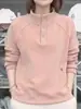 Moda Inverno Nova Casaco de Moletom Casual Versátil Soltinho Emagrecedor Simples Gola Meia-Alta com Três Botões à Prova de Vento Forrado com Lã para Mulheres