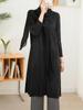 Abrigo trench plisado para mujer 2024 primavera nueva moda diseño elegante cuello bufanda cárdigan largo medio ropa exterior