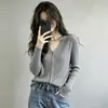 Cárdigan de punto con cuello en V y manga larga para mujer, para otoño e invierno, estilo francés holgado y casual, suéter de diseño versátil y único