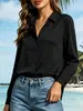 Camisa branca feminina com caimento, blusa de manga longa de luxo leve, vestuário feminino, disponível para vendas em live streaming em lojas físicas, pode ser personalizada com logotipo