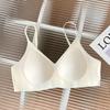 Ropa interior sin costuras de tira de gelatina para mujer, sensación fresca de seda de hielo, pechos grandes, pequeña y delgada, copa fija push-up sujetador cómodo