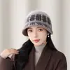 Gorro de lana tejido para otoño e invierno de mujer, gorro cálido para mujeres mayores, abuelas y madres, sombrero tipo cubo forrado de felpa para mujeres mayores