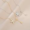 Corrente para Clavícula Elegante com Zircônia Banhada a Ouro Real Design de Nicho Feminino Colar com Pingente de Estrela do Mar e Franja Colar Personalizado Versátil