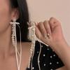 Aretes de Ballet Francés Perezoso Hechos a Mano con Listón, Borla de Perlas, Pequeños Ocho Hadas, Estilo Largo, Accesorios, Aretes