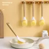 Cepillo para ollas con mango de plástico, raspador y cepillo para lavar platos para limpieza de cocina y eliminación de manchas; cepillo de limpieza de mango largo, una herramienta de limpieza versátil