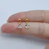Tachas de Aço Inoxidável 316 com 4 Garras de Zircônia Branca Redonda para Cuidado de Piercing na Orelha, Atacado