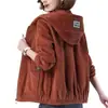 Nueva Chaqueta de Pana Otoño e Invierno 2026 para Mujer, Talla Grande Casual, Corte Holgado, Adelgazante, Estilo Madre de Moda, Chaqueta Elegante