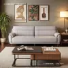 Sofá de cuero genuino de línea recta sala de estar 2025 estilo nuevo apartamento pequeño retro moderno arte en cuero sofá de oficina de alta calidad madera