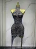 Mono Transparente de Malla Ajustado con Cuello Halter Transfronterizo Europeo y Americano para Cantantes Femeninas, Discoteca, Fiesta de Cóctel, Actuación, Diseño de Telaraña
