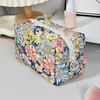 Bolsa de Maquiagem Transfronteiriça com Flores Pequenas de Grande Capacidade Bolsa Portátil de Armazenamento para Viagem ins Alta Aparência Bolsa de Higiene Pessoal Portátil com Alça Bolsa de Armazenamento