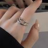Anillo de dedo índice personalizado con diseño de nicho abierto, diseño de cara sonriente soleada japonesa y coreana, anillo para niña sencilla, combinable con todo.