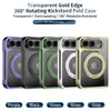 Adecuado para iPhone Duo, funda con soporte giratorio de 360 grados electrochapado, funda magnética para teléfono, funda Magsafe con protector de pantalla y funda a prueba de caídas