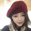 GatinhoOutono e inverno estilo coreano chapéu de malha versátil para mulheres, boina quente que faz o rosto parecer menor, chapéu artístico de pintor