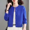 Otoño 2026 Nuevo Estilo Coreano Moda de Madre Cárdigan Suéter Corto Color Sólido Abrigo para Mujer Prendas de Punto Top Tendencia