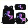Conjunto de Três Peças Padrão Cavalo da Pradaria Quente da Amazon Mochila Estojo Bolsa Transversal Mochila Casual com Estampa 3D