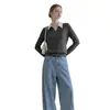 Otoño 2026 Nuevo Top Casual Estilo Perezoso Old Money Cuello de Camisa Ajustado Suave Manga Larga Suéter de Punto Ropa de Otoño para Mujer