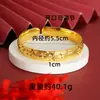 Nuevo Pulsera Antigua del Sutra del Corazón de Moda para Transmisión en Vivo de Influencers, Versión Dorada para Mujer en Oro Arena Pulido, Pulsera Abierta de Dragón y Fénix de la Riqueza
