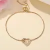Moda Transfronteriza Pulsera de Corazón Dorado con Letras 26 Letras Diseño de Nicho Joyería Ajustable Regalo Navideño para Mujeres