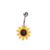 Venta caliente acero inoxidable 14G pequeña flor de margarita fresca pintura ombligo ombligo clavo anillo de ombligo