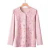 Tejido de Primavera Suéter de Cuello Redondo para Adultos Mayores Mangas Anchas Cardigan Pijama de Algodón Puro para Mujeres y Mayores Ropa de Casa Engrosada para Primavera y Otoño para Traje Hombres