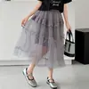 Conjunto de Vestido para Niñas Verano 2026 Estilo Nuevo Camiseta de Manga Corta y Falda de Tul con Lazo para Niños Mayores