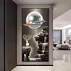 Pintura de Porcelana de Cristal Suspensa para Hall de Entrada, Pintura Decorativa com Toque de Luxo, Design de Veado Leve de Luxo para Corredor e Hall, Decoração de Casa, Fornecido Exclusivamente pela Empresa