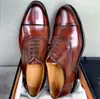 Zapatos de Piel de Lujo para Hombre Punta de Perla de Borde Abierto Piel de Vaca de Primera Capa Británicos Formales de Negocios con Cordones Completamente Hechos a Mano por Dentro y por Fuera Piel de Vaca