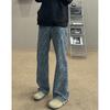 Jeans Jacquard de Letras Vintage Estilo Americano para Hombre Otoño e Invierno Moda de Marca cleanfit Pantalones Rectos High Street