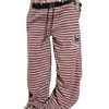 Pantalones casuales de rayas estilo retro americano, unisex, diseño cleanfit, versátiles, con bordado, corte holgado, estilo pierna ancha, modernos