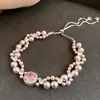 Pulsera de moda con cuentas de circonita y perlas, lujo ligero, elegancia de alta gama, joyería de diseño versátil y única
