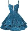 Vestido curto estilo europeu e americano 2026, novo, com alças de lantejoulas, sexy, para baile de formatura, disponível na Amazon.