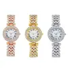 Relógio Feminino de Quartzo com Pulseira, Padrão Romano Moderno e Diamantes, Fabricante em Estoque