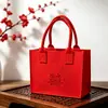Bolsas de regalo de fieltro listas para bodas, bolsas para celebración de cumpleaños con los caracteres "Shou" y "Fu", bolsas de mano de fieltro para tiendas de bodas