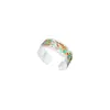 Anillo de Esmalte con Goteo de Aceite Vintage Estilo Nacional para Mujer Lujo Ligero Sentido de Alta Gama Iris Colorido Versión Ancha Anillo para Dedo Anillo Abierto Ajustable
