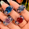 2026 Joyería Zhuang Sheng Sheng, base de cobre con baño de oro, rubí simulado de moda, anillo abierto cuadrado ancho en oro rosa, 12*12