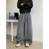 Pantalones de Pierna Ancha con Sentido de Diseño Nuevo 2026 para Hombre Primavera y Otoño Holgados Caídos Perezosos Pantalones de Chándal Rectos Sueltos Casuales Largos