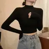 Atacado Transfronteiriço Outono e Inverno Veludo Alemão Gola Alta Meia Camiseta Térmica de Manga Longa Feminina Modelagem Slim Versátil Camiseta Básica