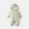 Roupa Acolchoada de Exterior para Bebê, Macacão Acolchoado de Exterior para Bebê, Roupa Grossa de Engatinhar para Outono e Inverno, Casaco de Algodão com Capuz à Prova de Vento para Crianças
