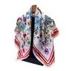 Bufanda Cuadrada Grande de Satén Floral Brillante Imitación Seda Chal de Viaje Bufanda de Cuello Protección Solar Pañuelo para la Cabeza Bufanda para Mujer