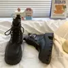 Botas Martin Estilo Británico de Suela Gruesa para Mujer 2026 Nuevas Botines Cortos Otoño/Invierno para Mujeres Petitas Negro con Cordones