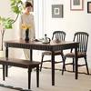 Mesa de Jantar Retrô de Madeira Maciça Franco-Americana Combinação de Mesa e Cadeira Mesa Retangular Estilo Antigo para Apartamento Pequeno Mesa de Jantar