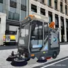 Hipopótamo Pequeño Montable Barredora Eléctrica de Tres Ruedas Barredora Profesional de Carreteras Propiedad Municipal Vehículo de Limpieza Multifuncional