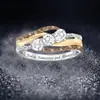 Huajie deseo anillo popular topacio blanco circón exquisito moda anillo de pareja incrustado de diamantes joyería popular