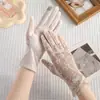 Guantes Cortos de Sol de Verano Primavera y Otoño para Mujer Antideslizantes Pantalla Táctil Encaje Conducción Transpirables Protección Ultravioleta Guantes Delgados