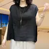 Blusa de verano fina y holgada con mangas acampanadas, diseñada para ser estilizada y juvenil, con un cuello con volantes, adecuada para madres y perfecta para uso casual
