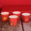Taza Pequeña de Papel Desechable para Boda Roja Palabra Feliz Taza de Degustación Taza Pequeña para Brindis Engrosada Mini Tamaño Pequeño Taza de Papel