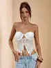 Top strapless de encaje estilo deseo puro transfronterizo AYJ, antideslizante, entallado a la cintura, con tirantes, sexy, ajustado y corto