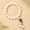 Pulsera Bodhi de Jade Blanco Natural Colgante de Loto Tallado Cuentas Redondas Círculo Único Alrededor del Dedo Cuentas Budistas Suaves Rosario de Mano